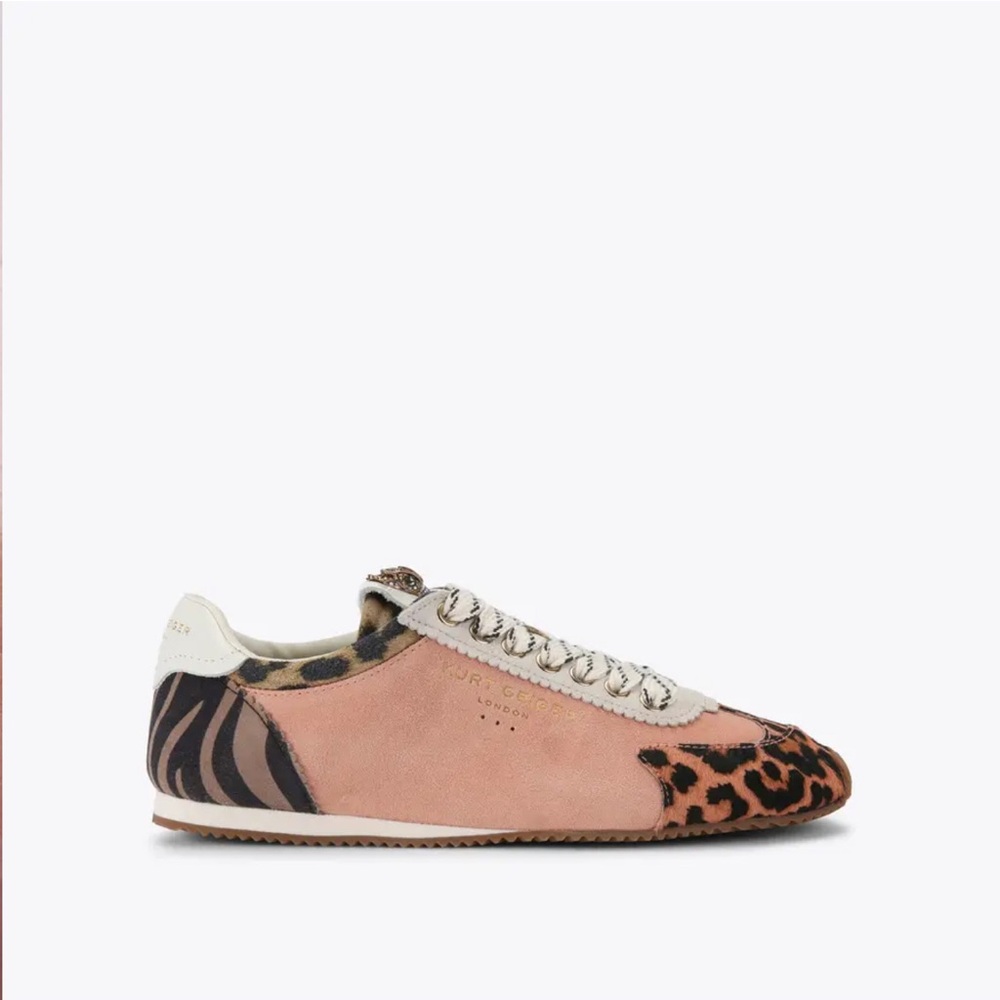 Kurt Geiger London Animal Print Sneakers with Pink and Brown Accents
